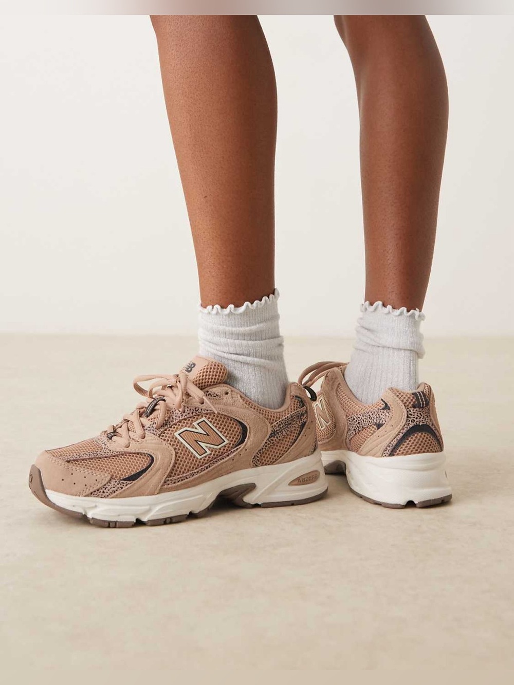 New Balance 530 Beige Leopard Print Unisex Fashion Sneakers M 10 W 11.5